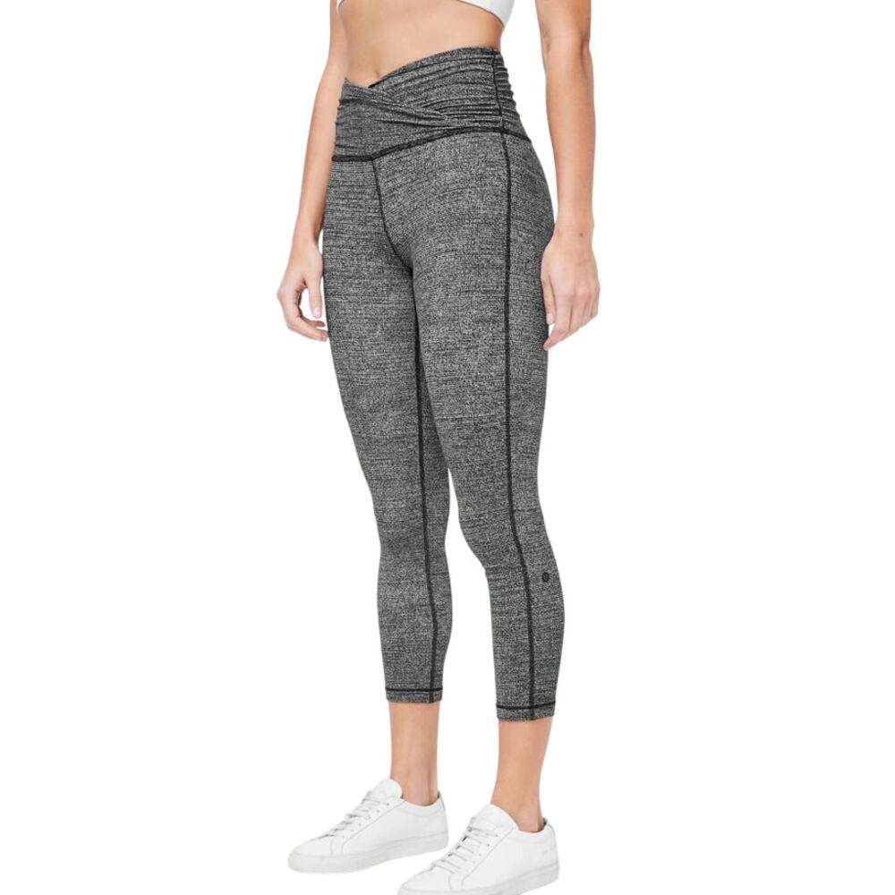 Lululemon Still Mind Crop Legging *High Rise 23” Interlink Ice Grey Black 12